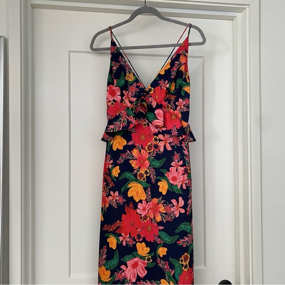 Finders Keepers Navy Pink Floral Maxi Dress Small - Picture 6 of 6
